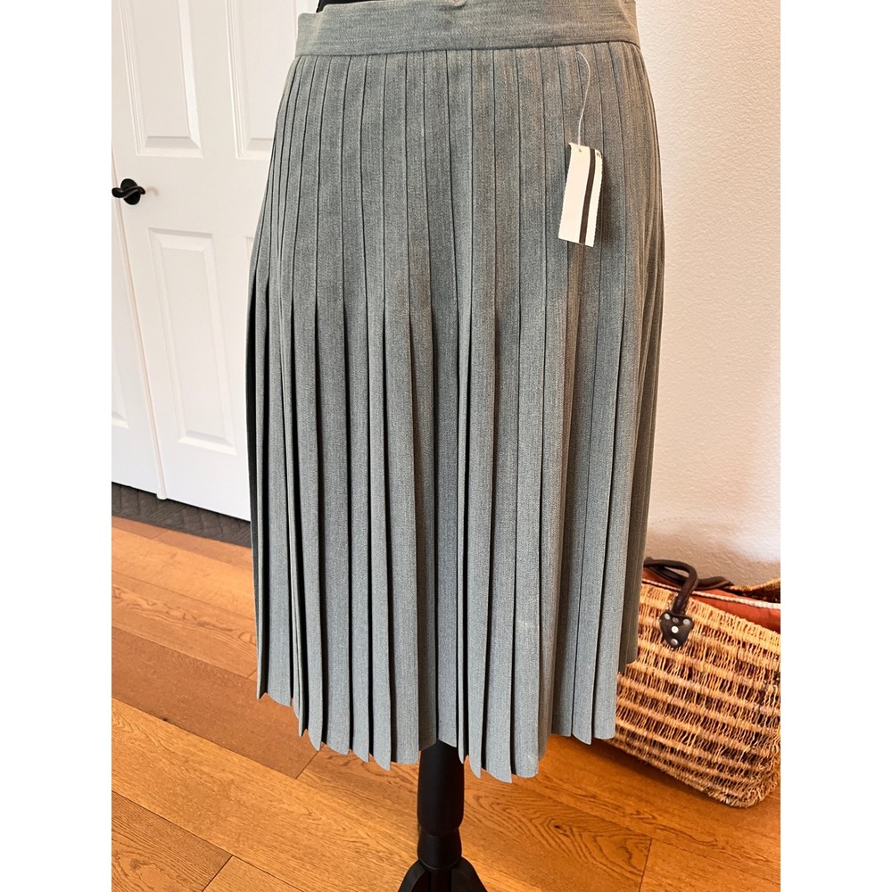 Drama Pleated Midi Skirt Womens 12 Gray NWT Vintage 90s Deadstock USA Made